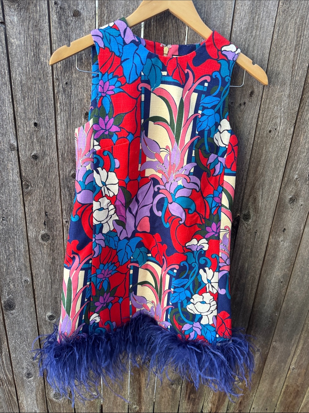 Tuckernuck Multicolor Floral A-Line Dress with Feather Hem